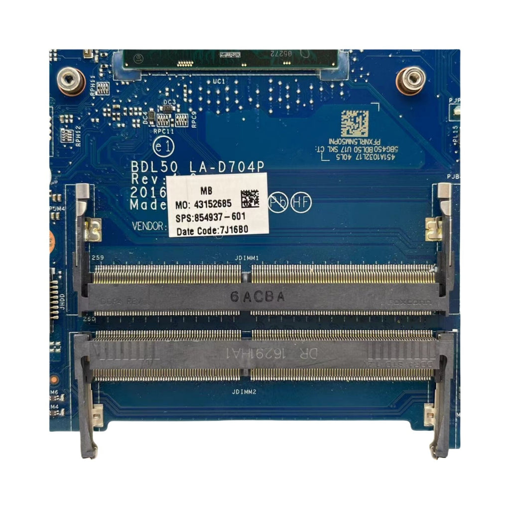 HP 15-AY Laptop Motherboard LA-D704P with UMA 854937-601 and i5-6200U CPU - Bighao-Era Laptop part