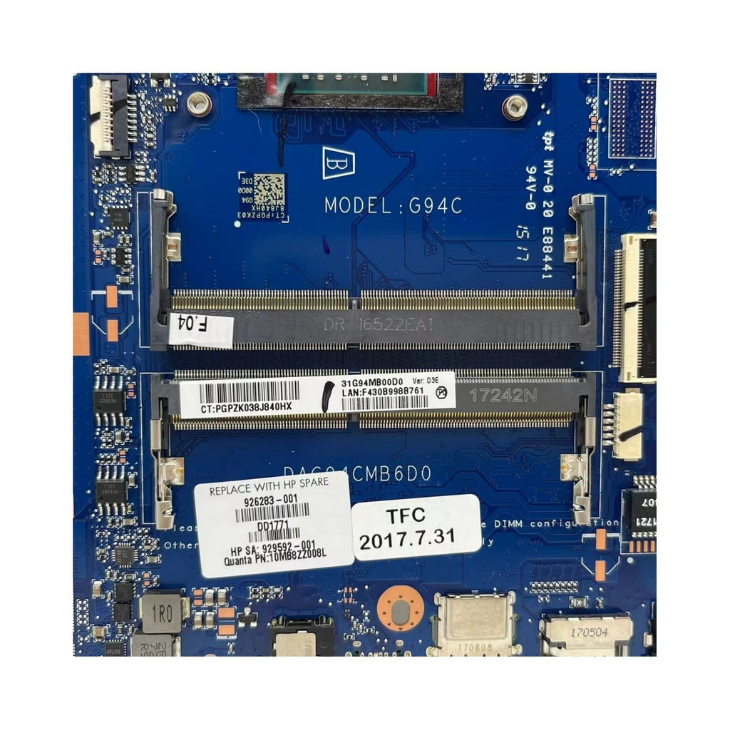 HP Pavilion 15-CD Motherboard DAG94CMB6D0 with A9-9420P CPU - 926283-001 - Bighao-Era Laptop part