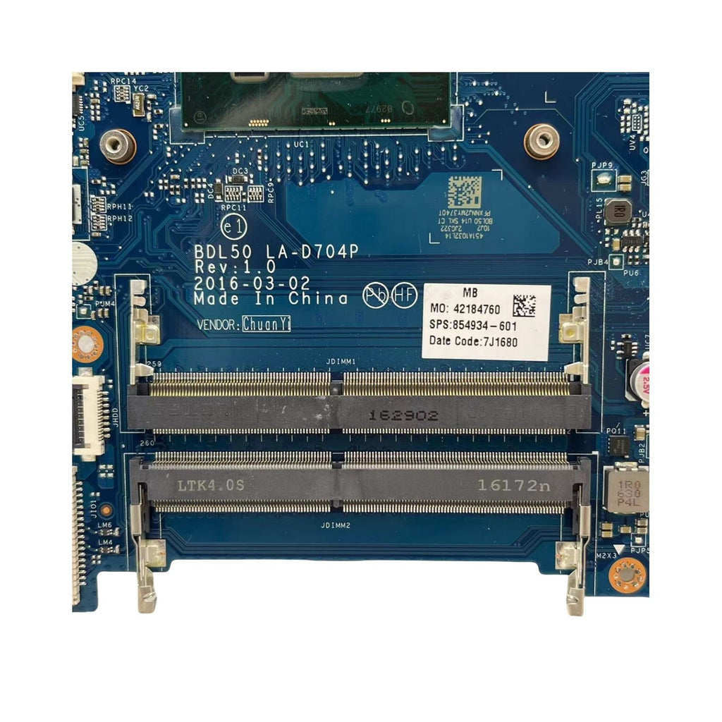BDL50 LA-D704P HP 15-AY Motherboard 854934-601 with i7-6500U CPU - Bighao-Era Laptop part