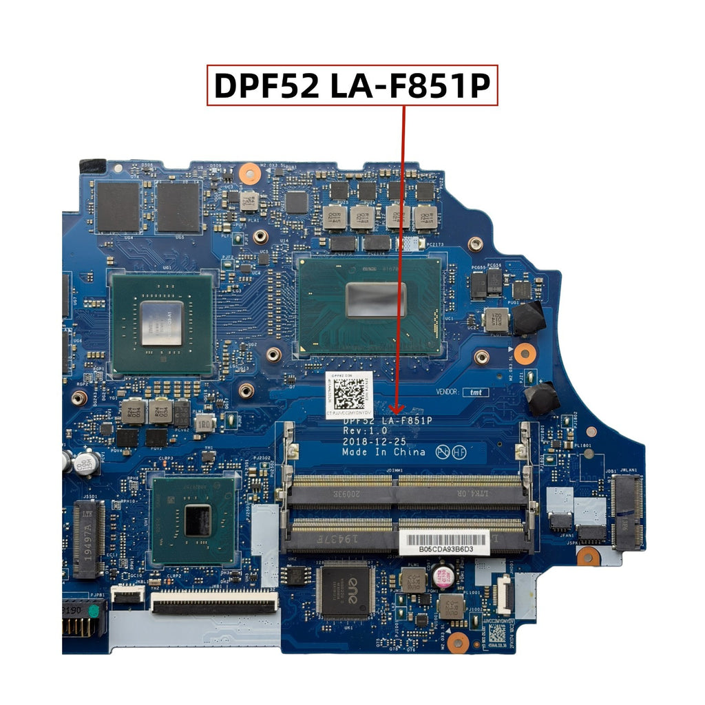 HP ZBook 15V G5 Motherboard LA-F851P i7-8750H Quadro P600 4GB-GPU L25092-601 for Reliable Performance - Bighao-Era Laptop part