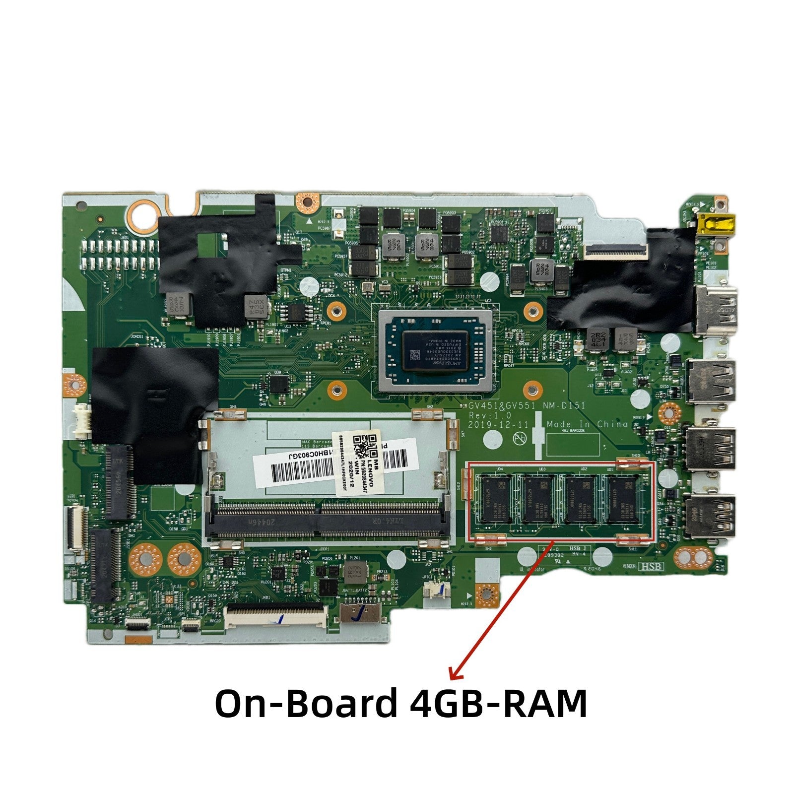 Lenovo IdeaPad V15-ADA Motherboard NM-D151 - High-Quality Replacement 0/4GB-RAM 5B20S44347 - Bighao-Era Laptop part
