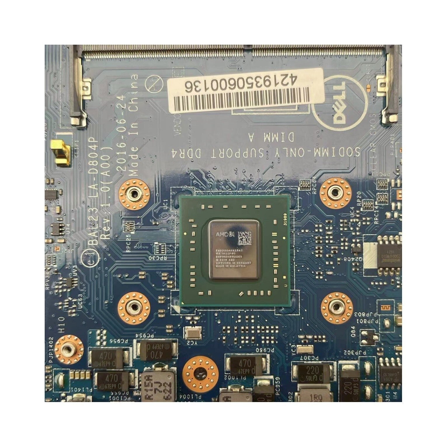 Dell Inspiron 5565 Motherboard LA-D804P 0D8YN1 E2-9000 216-0890010 with 2G GPU for Enhanced Performance - Bighao-Era Laptop part