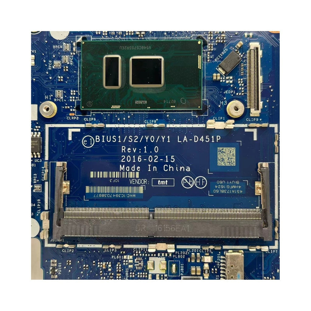 5B20L45901 Lenovo Flex 4-1570 Motherboard LA-D451P Core i3-6100U CPU - Bighao-Era Laptop part
