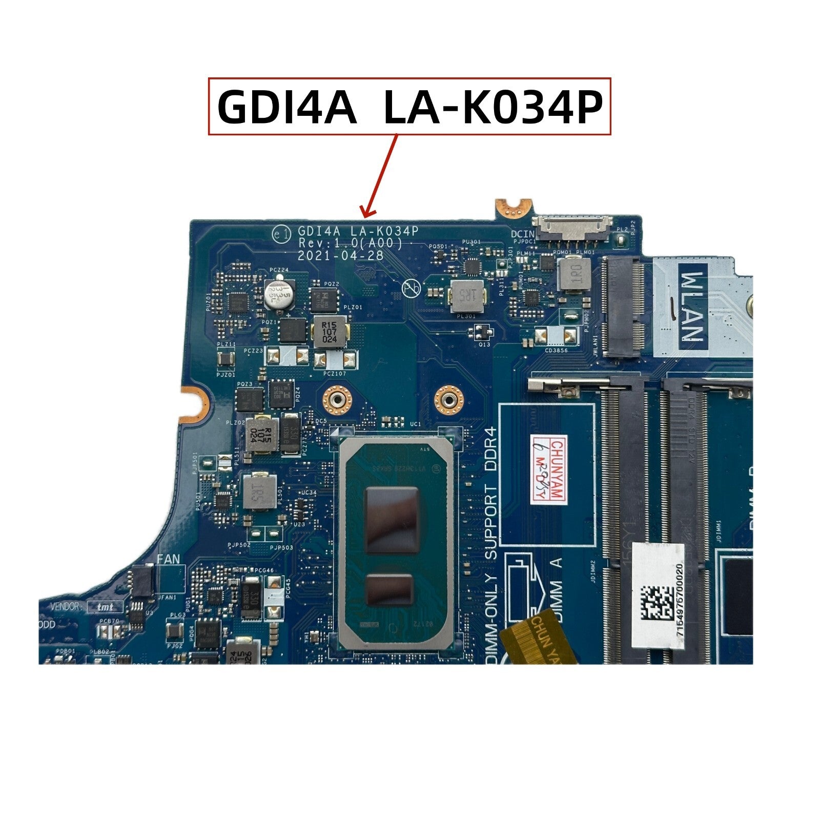Dell Inspiron 15 3501 Motherboard LA-K034P for i3-1115G4, i5-1135G7, i7-1165G7 CPU - Bighao-Era Laptop part