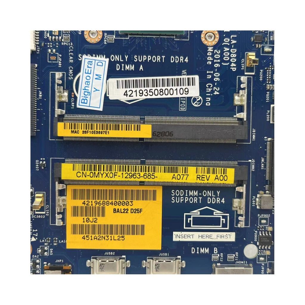 Dell Inspiron 5565 Motherboard LA-D804P A9-9400 0MYX0F 216-0890010 2G - Bighao-Era Laptop part