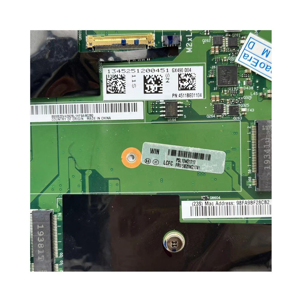 Lenovo Thinkpad X1 Carbon Motherboard NM-C661 i7-10510U 16GB 7th Gen 5B20W21741 - Bighao-Era Laptop part