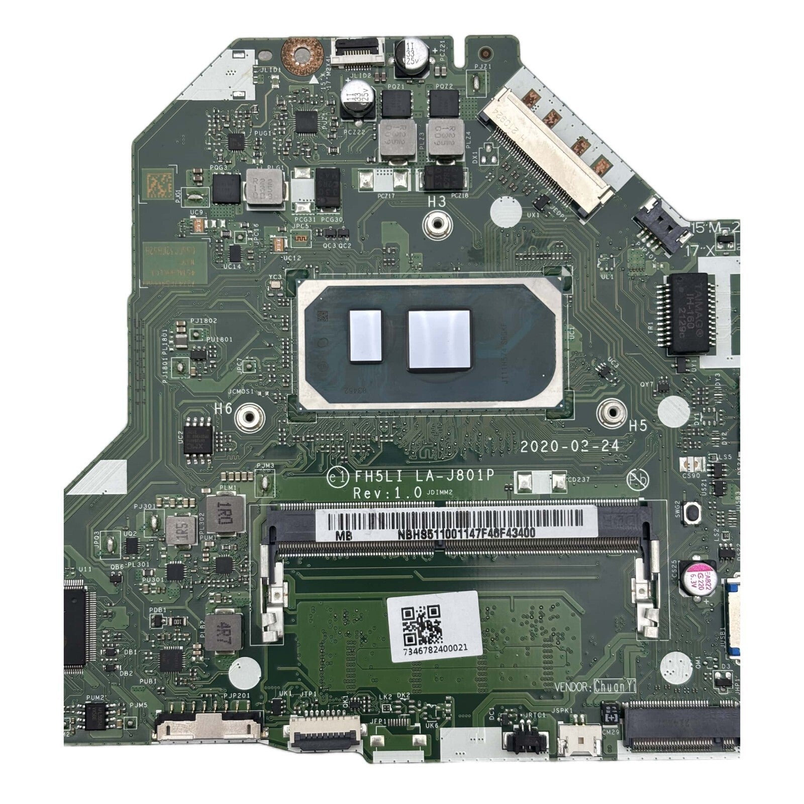 LA-J801P Acer Aspire A315-56 Motherboard with i3-1005G1 CPU and 4GB RAM NBHS511002 - Bighao-Era Laptop part