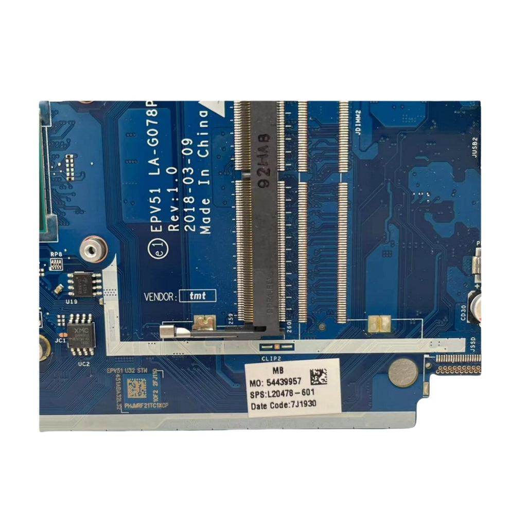 HP 15-DB Laptop Motherboard LA-G078P EPV51 L20478-601 UMA with A6-9225 CPU - Bighao-Era Laptop part