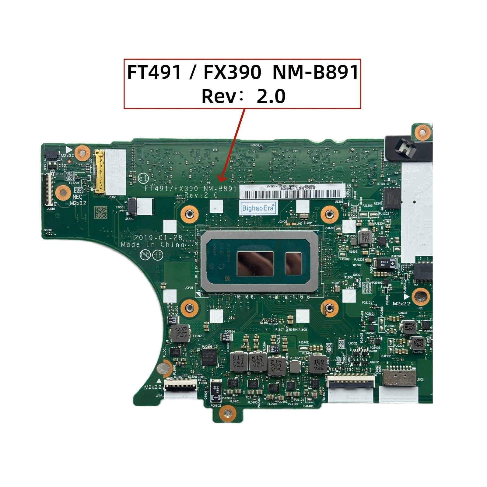 01HX916 For Lenovo ThinkPad T490S X390 Motherboard With i7 CPU 8/16G-RAM NM-B891