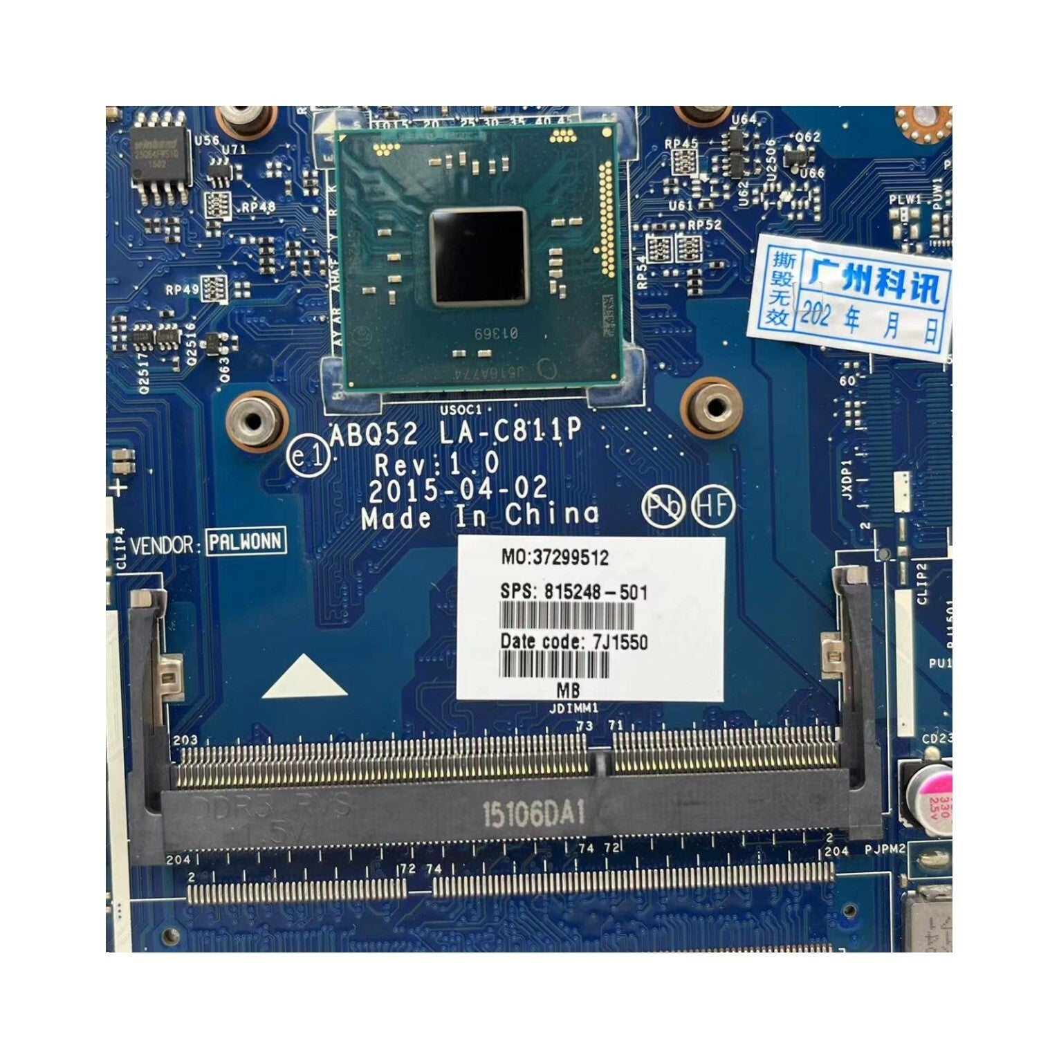 LA-C811P HP 15-AC Laptop Motherboard 815248-501 UMA with Celeron N3050 CPU - Bighao-Era Laptop part