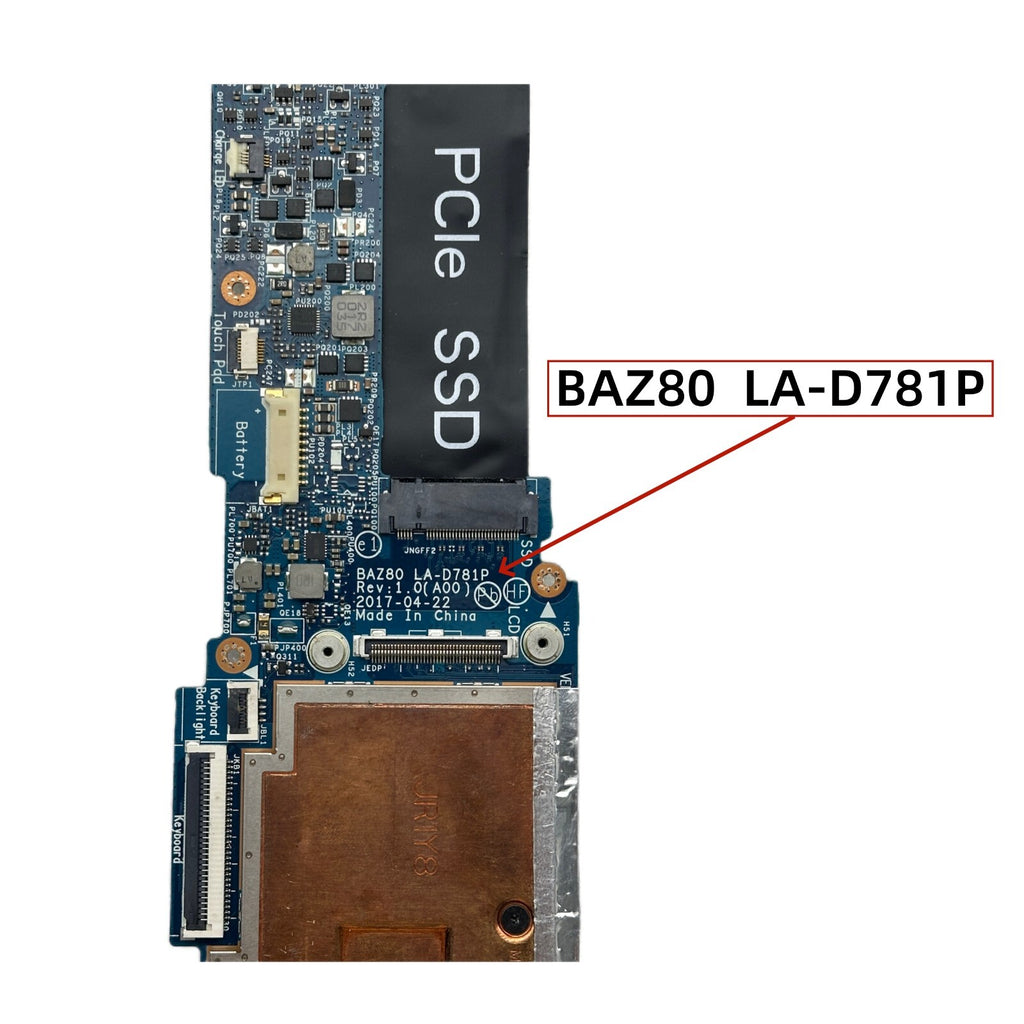 Dell XPS 13 9365 Motherboard With i5-7Y54 i7-7Y75 8GB/16GB-RAM CN-0262TY 0VP91G - Bighao-Era Laptop part