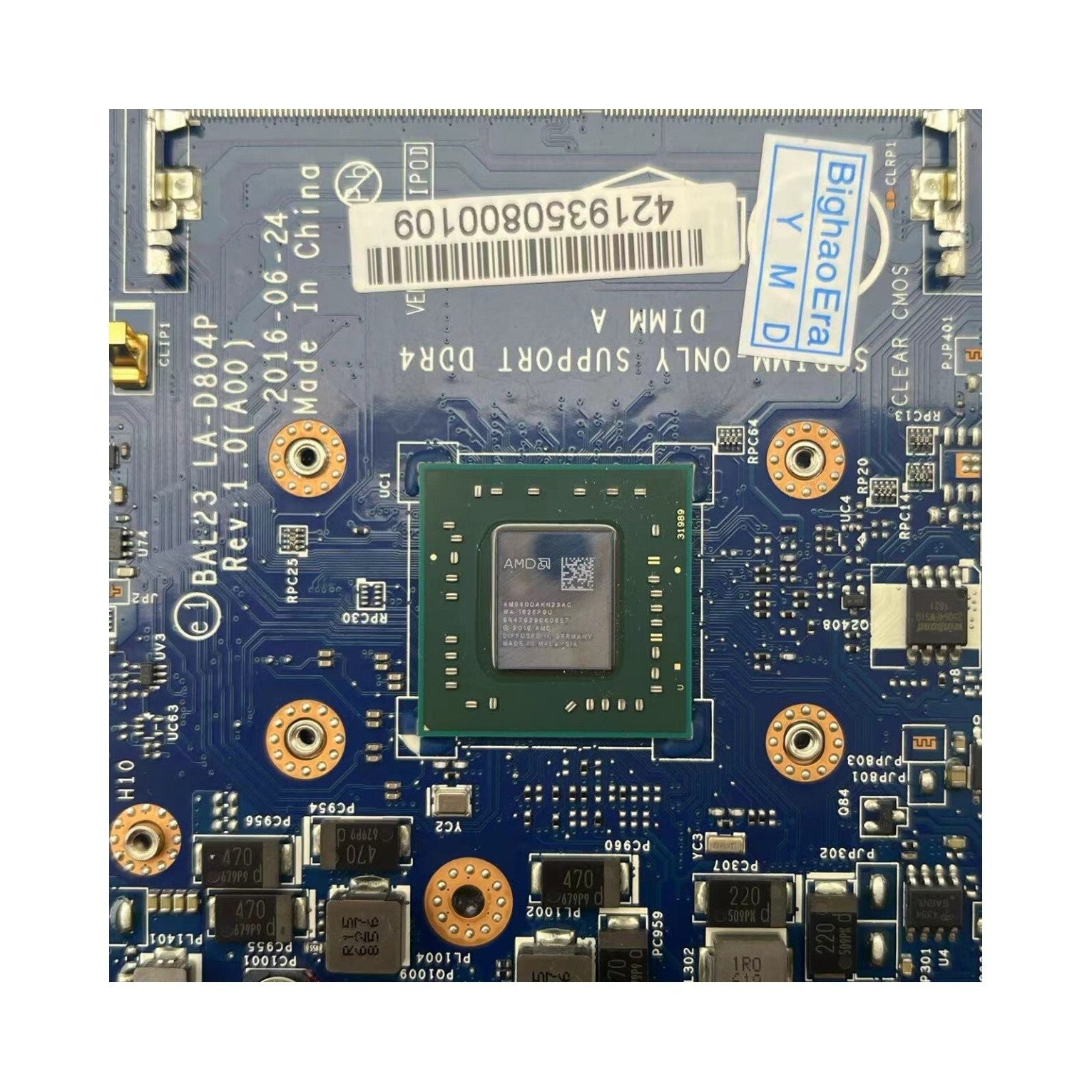Dell Inspiron 5565 Motherboard LA-D804P A9-9400 0MYX0F 216-0890010 2G - Bighao-Era Laptop part