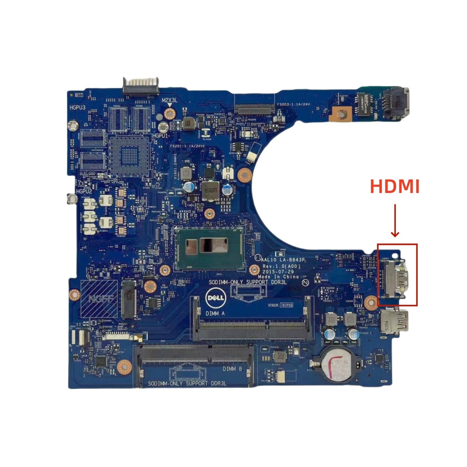 LA-B843P For DELL Inspiron 5558 Laptop Motherboard 00HJC9 With Core i5-4210U CPU - Bighao-Era Laptop part