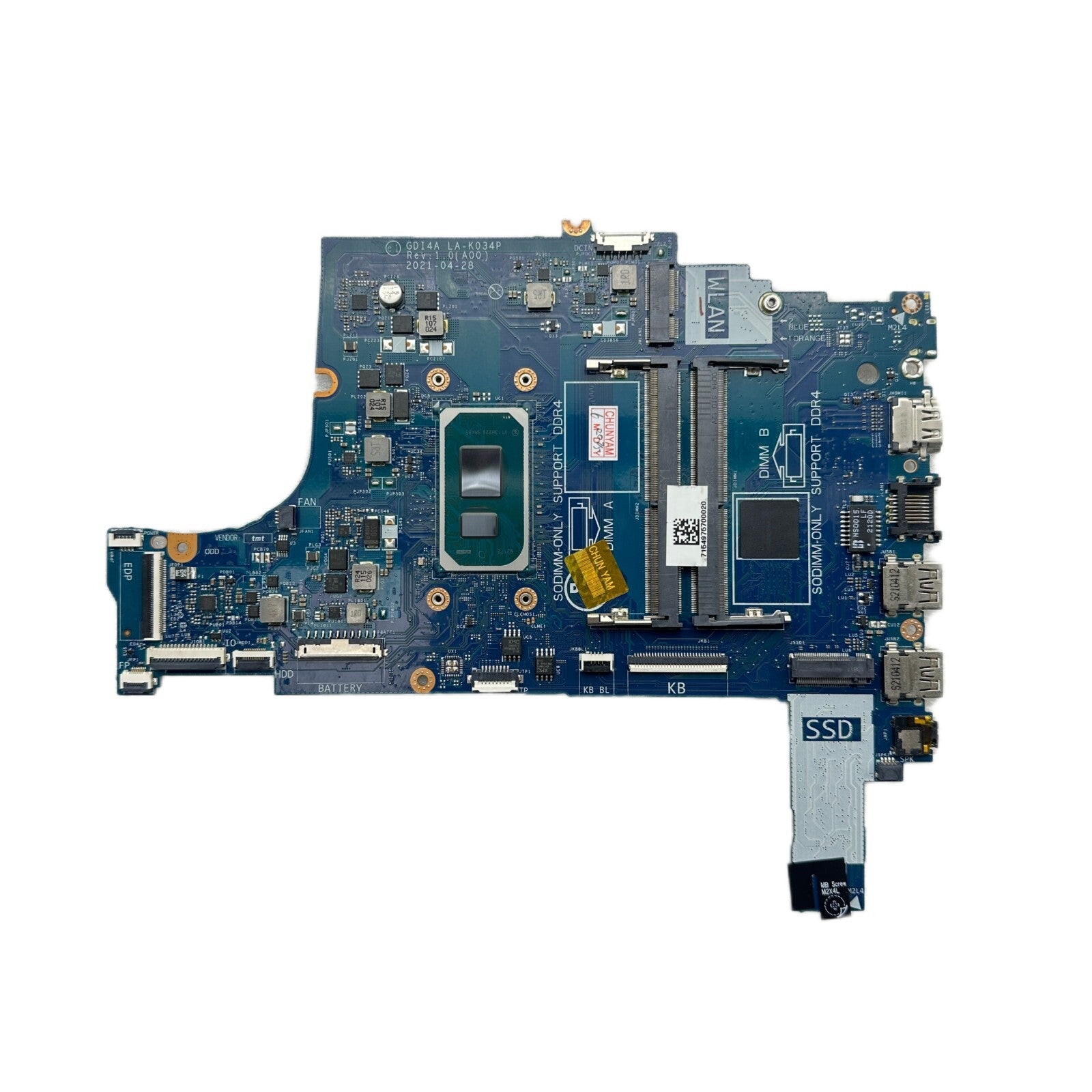 Dell Inspiron 15 3501 Motherboard LA-K034P for i3-1115G4, i5-1135G7, i7-1165G7 CPU - Bighao-Era Laptop part